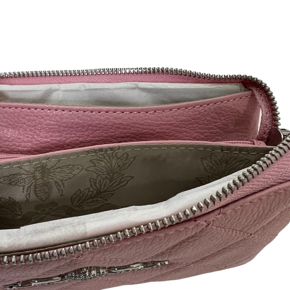 My Flat In London Westminster Wristlet Chain Pouch Wallet Pink Leather Zip $200 - Picture 9 of 10